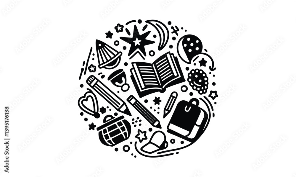 Obraz premium Creative Learning Doodle Elements