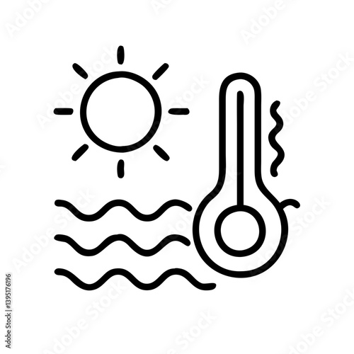 Tableau sur toile Hot weather summer heat wave with sun and thermometer icon design illustration