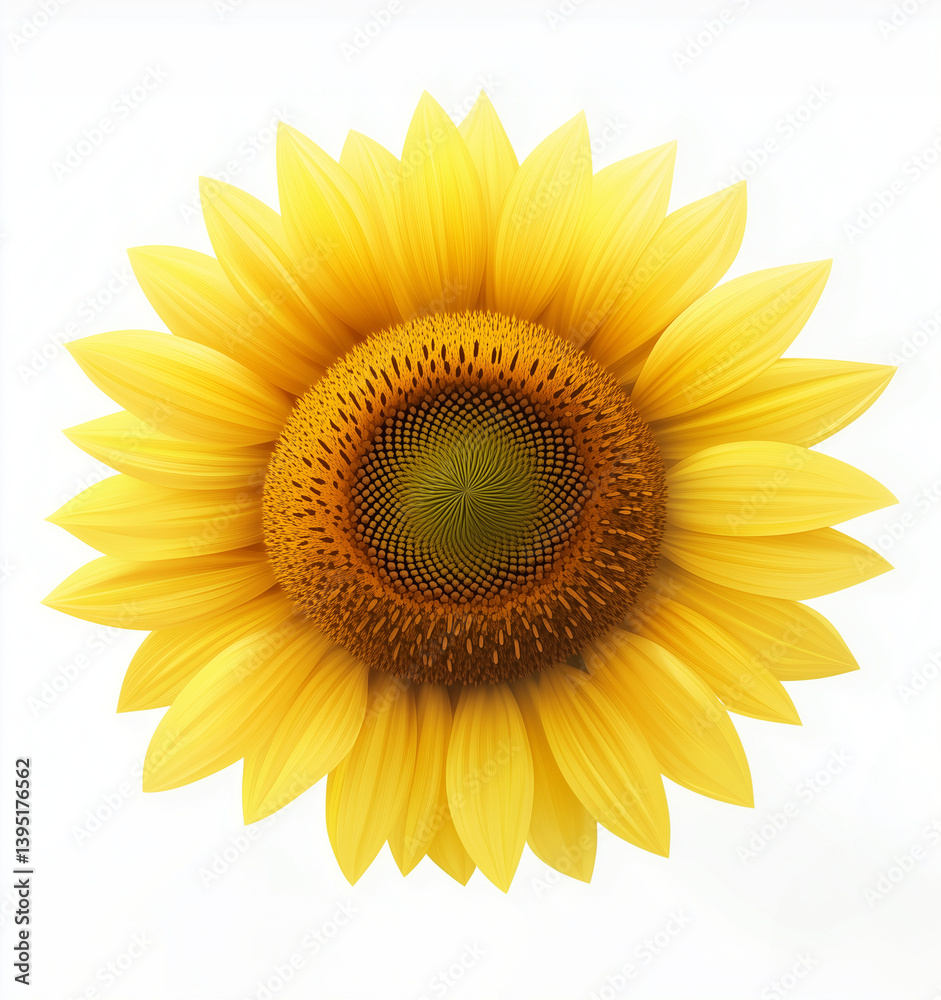 Fototapeta premium Sunflower Head – Clean Top-Down Floral Illustration