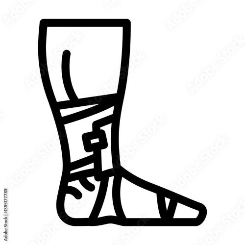 bandaged foot fracture injury line icon vector illustration