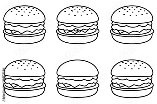 burger line art simple design black and white.
