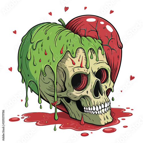 Design a vector illustration of a gooey, dripping monster with bold, thick strokes.  Emphasis on vibrant, contrasting colors.