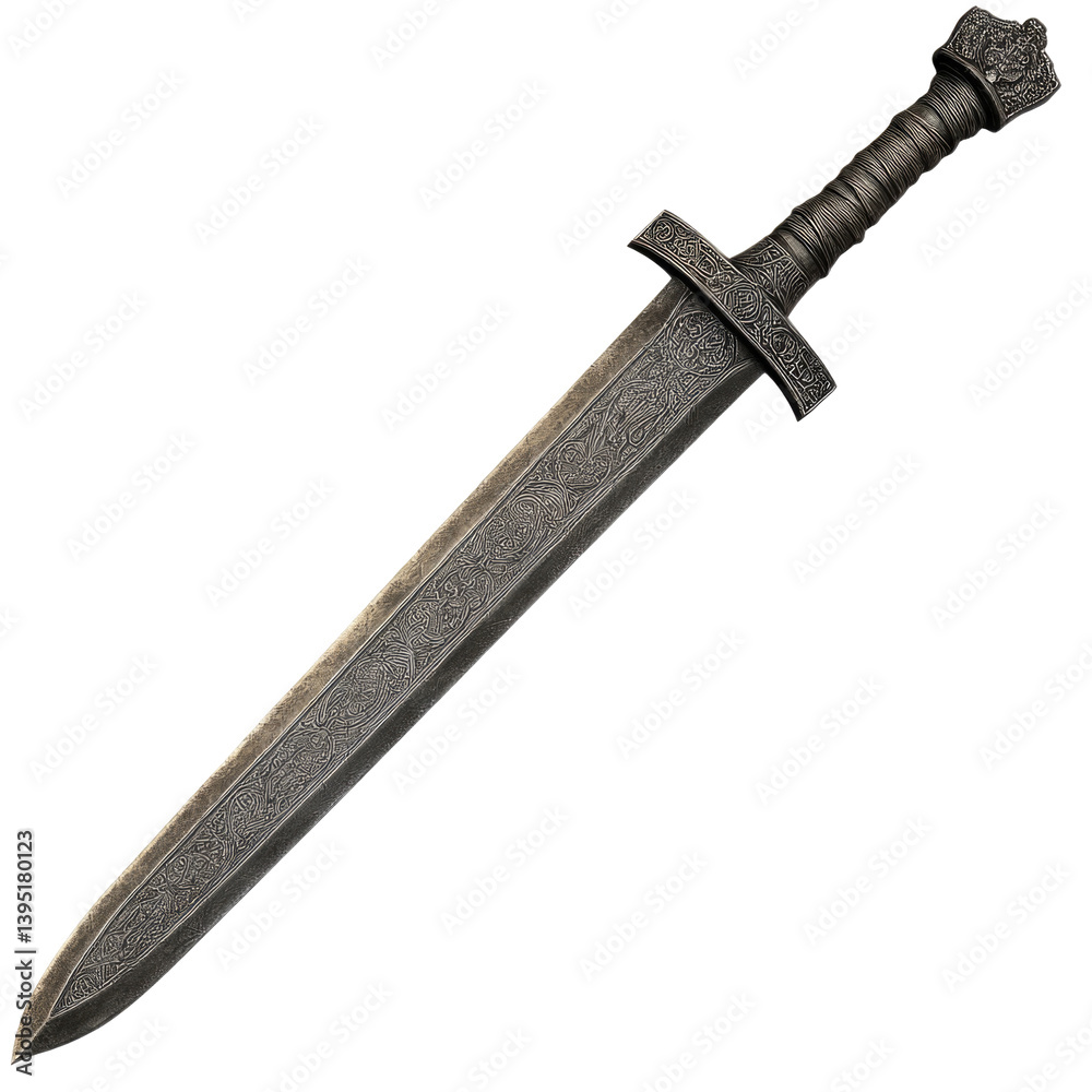 Ancient Engraved Sword on transparent background Ancient Engraved Sword on transparent background