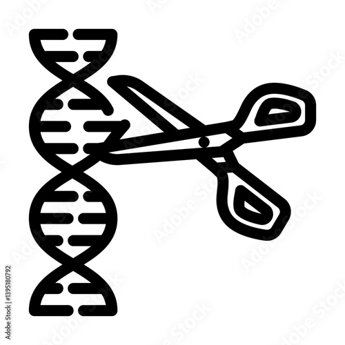 gene editing scissors genetic line icon vector illustration