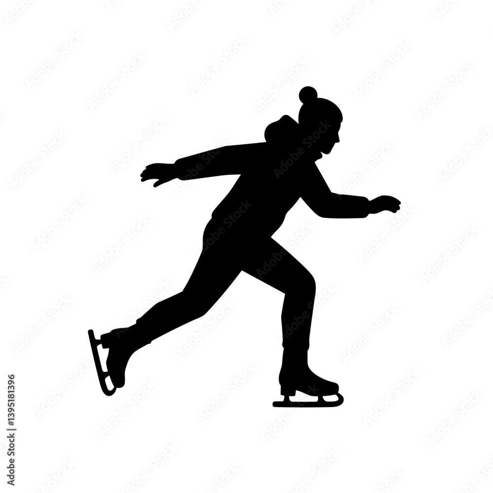Skater gliding gracefully on ice in winter setting Skater gliding gracefully on ice in winter setting