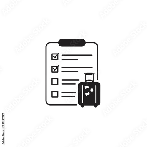 Travel Checklist with Luggage Icon in Minimalistic Style  
