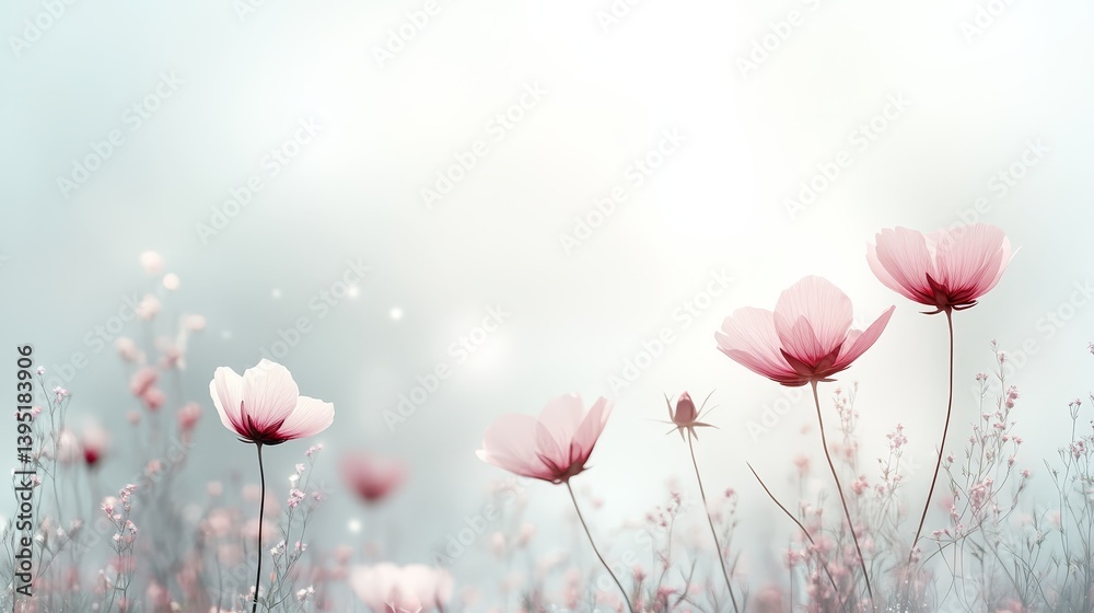 Breathtaking landscape, vast field of pink flowers under serene sky scenic Breathtaking landscape, vast field of pink flowers under serene sky scenic