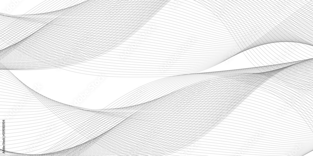 Fototapeta premium black and white gray wavy curve technology science line on transparent background