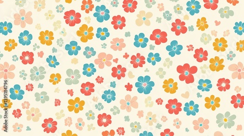 Wallpaper Mural Vibrant colorful floral pattern on white background, ideal for design, crafts, and decorative backgrounds Torontodigital.ca