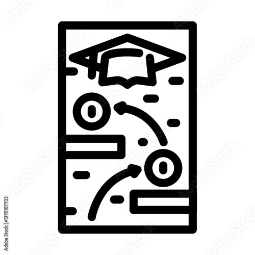 gamification online learning platform line icon vector illustration