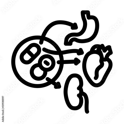 drug interaction pharmacist line icon vector illustration