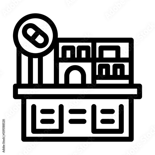 pharmacy counter pharmacist line icon vector illustration