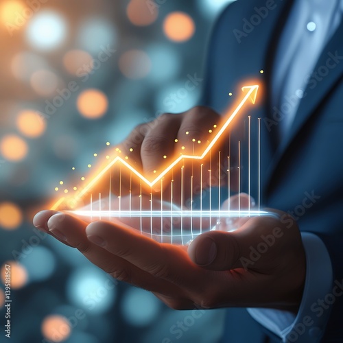 Business Success: Hand Holding a Projected Growth Graph