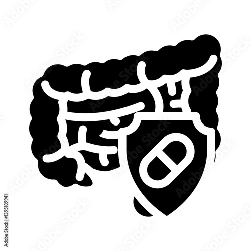 antibiotic antidiarrheal medication glyph icon vector illustration