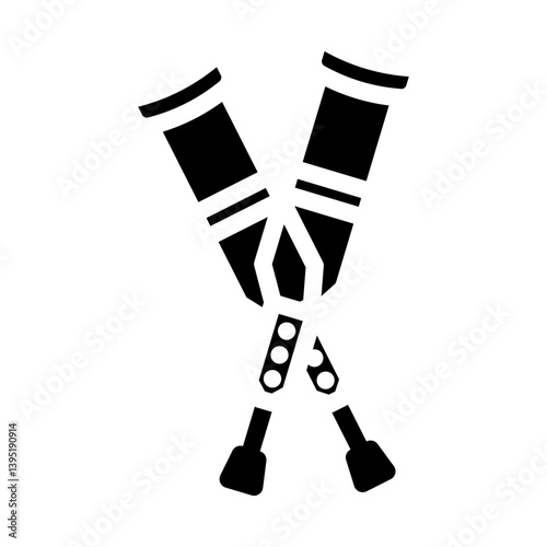 walking crutches fracture injury glyph icon vector illustration