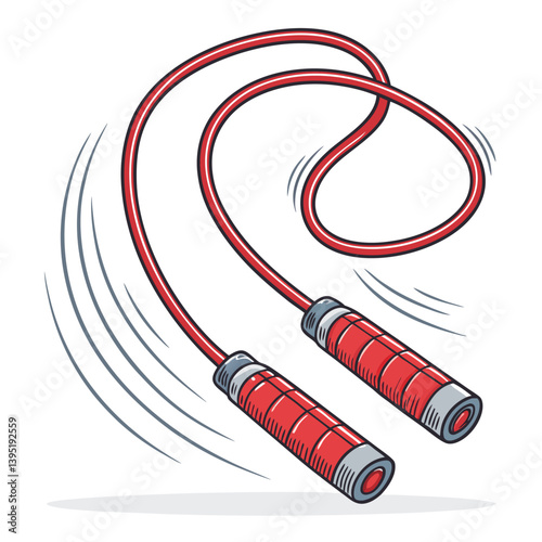 Create a bold, vector illustration of a person jumping rope, emphasizing the twisting motion of the rope.  Use thick, dynamic lines.