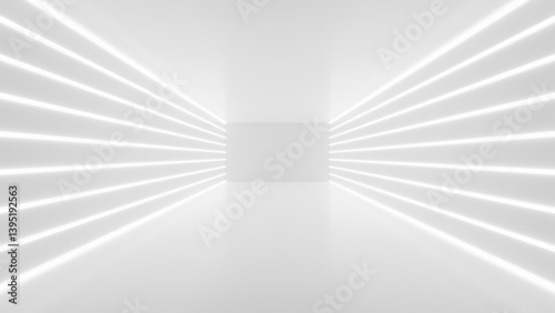 Fototapeta Naklejka Na Ścianę i Meble -  Abstract Futuristic empty floor and room Sci-Fi Corridor With light for showcase,room,interior,display products.Modern Future cement floor and wall background technology interior concept.3d render