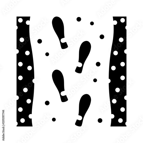 footprint pole marks nordic walking glyph icon vector illustration