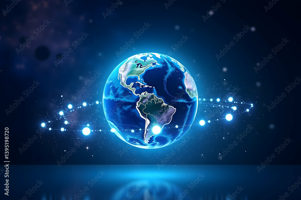 Vibrant holographic projection of a 3D Earth, illuminated with high contrast and intricate detail, showcasing global connectivity and futuristic technology visualization Vibrant holographic projection of a 3D Earth, illuminated with high contrast and intricate detail, showcasing global connectivity and futuristic technology visualization