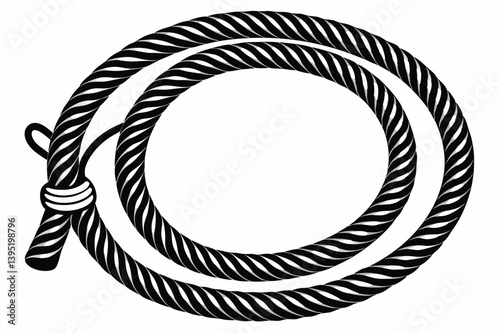 Lasso Rope Coiled Design, Black and White, Simple Graphic, Western, Wild West |