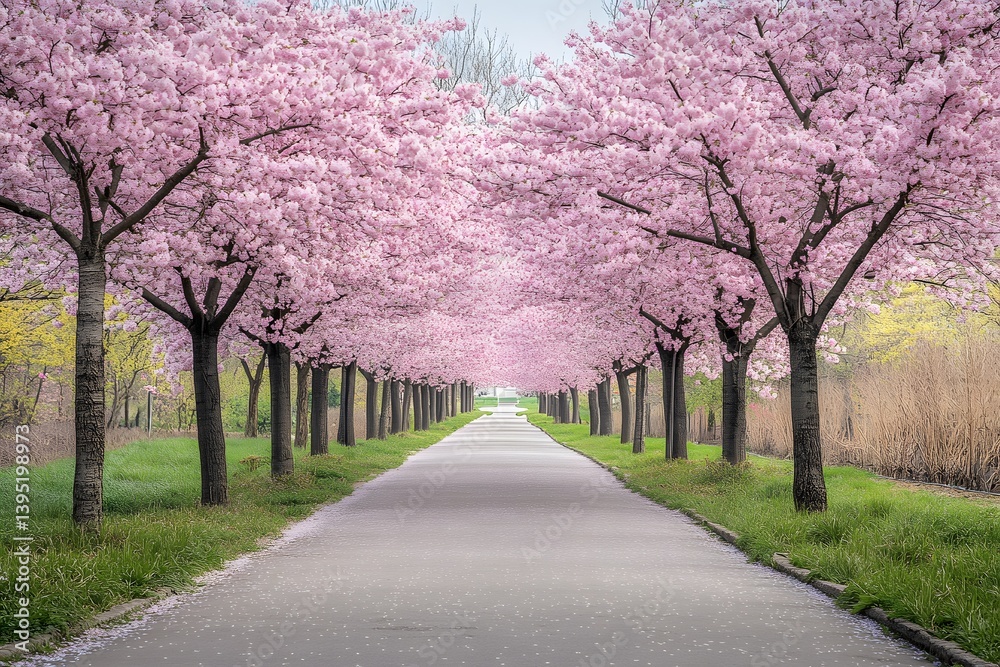 Nature Masterpiece Cherry Blossoms Along the Path Nature Masterpiece Cherry Blossoms Along the Path