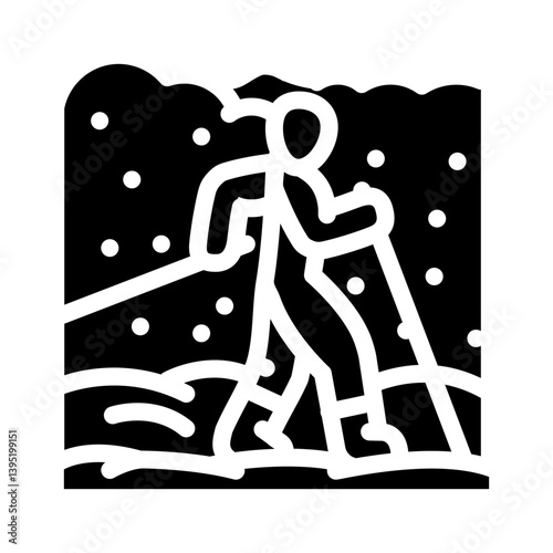 winter nordic walking glyph icon vector illustration