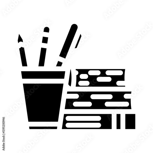 study materials online learning platform glyph icon vector illustration