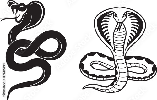 Royal Venom – Black Cobra Silhouette Vector
This clean, powerful illustration of a king cobra in striking posture is a perfect symbol of wisdom, strength, and deadly precision.

