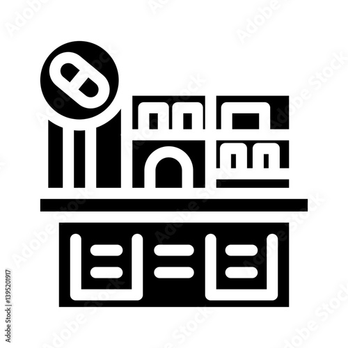 pharmacy counter pharmacist glyph icon vector illustration