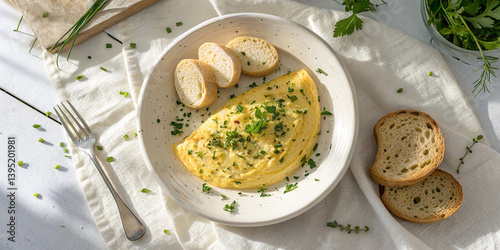 Creamy baked brie cheese, melted golden cheese, fresh herbs, sliced baguette, white ceramic plate, rustic wooden table, linen napkin, fork, cozy food photography, warm tones, overhead view, comfort 