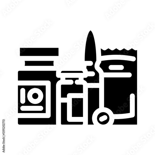medication packaging pharmacist glyph icon vector illustration