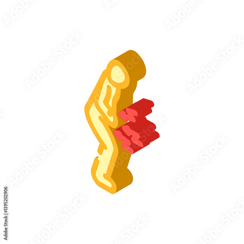 stomach pain cramping isometric icon vector illustration