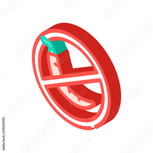 avoiding spicy food diarrhea isometric icon vector illustration
