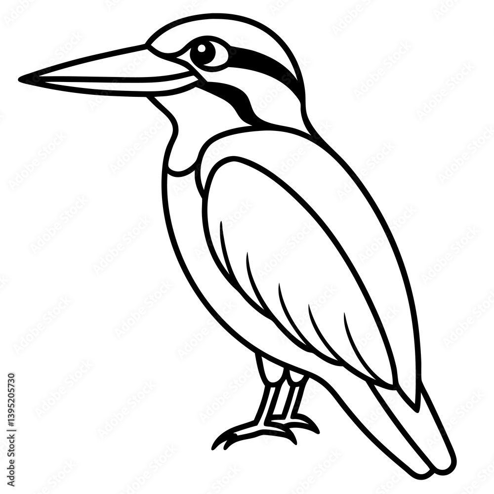 Obraz premium Minimalist kingfisher bird line art vector, elegant single-line drawing of a kingfisher bird, modern outline illustration, perfect for logos, tattoos, wildlife designs, nature-themed decor, branding, 
