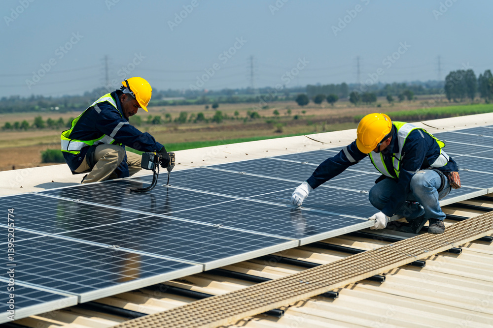 custom made wallpaper toronto digitalteam of professionals installs solar panels, ensuring energy efficiency and sustainable development. The image represents green energy, eco-conscious solutions, and future solar power technology.