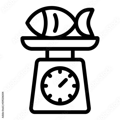 Fish weighing icon. Vector line icon