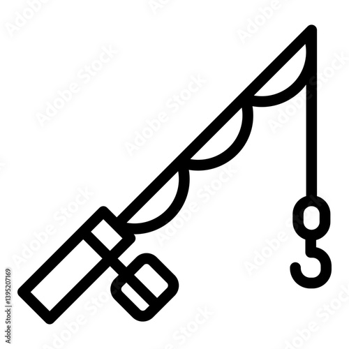 Fishing rod icon. Vector line icon