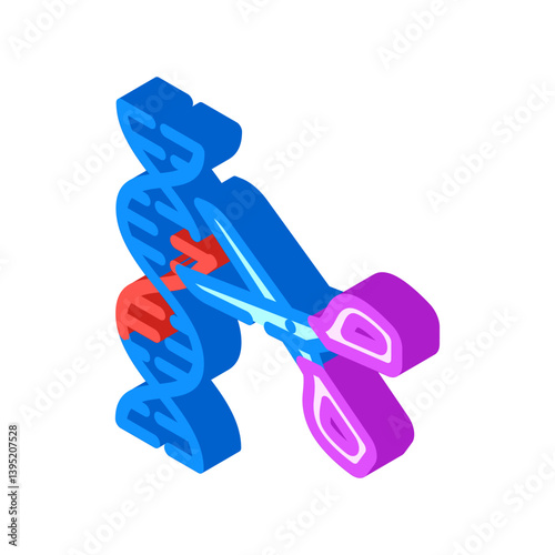 gene editing scissors genetic isometric icon vector illustration