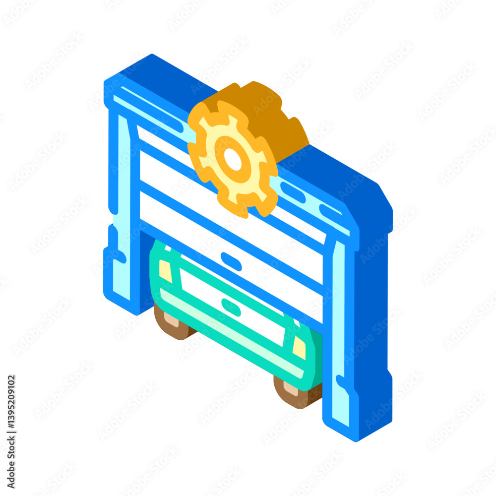 garage door maintenance home isometric icon vector illustration