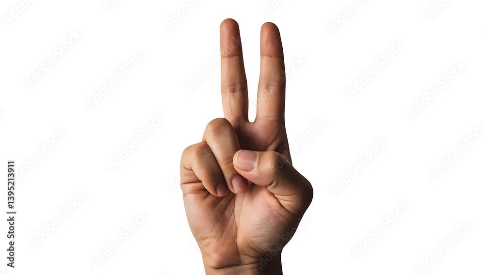 Hand showing peace sign, isolated on white........ Hand showing peace sign, isolated on white........