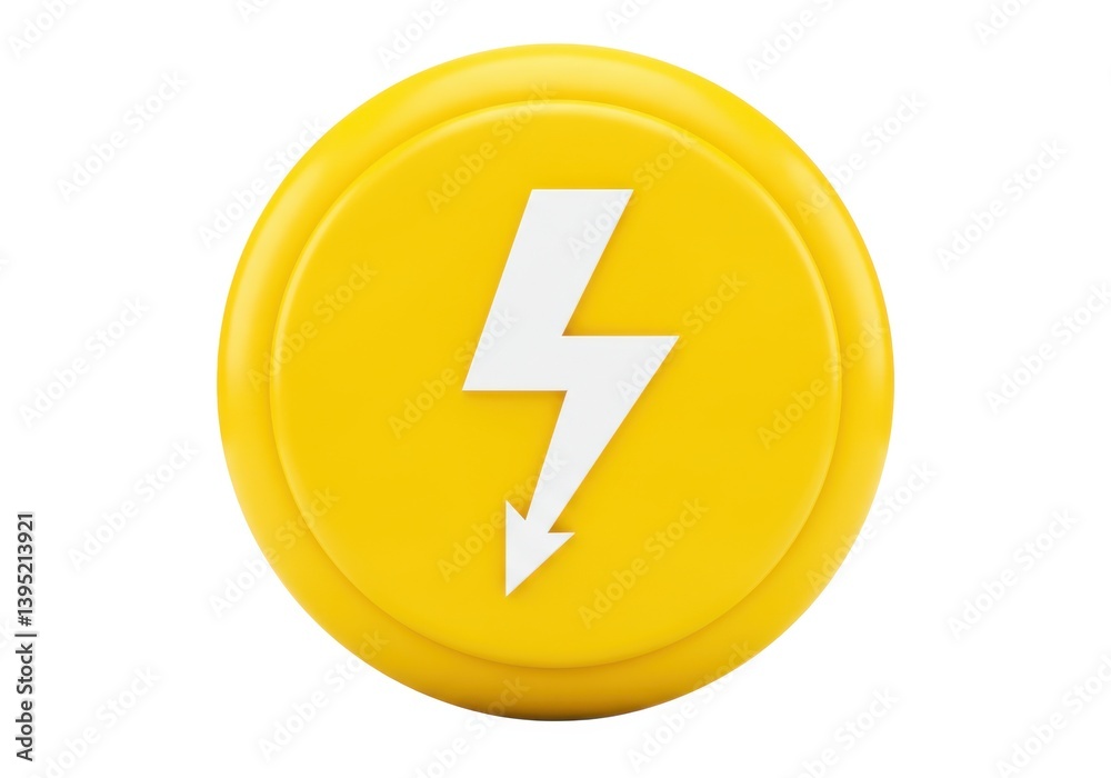Illustration of yellow circle with white lightning bolt in the center Illustration of yellow circle with white lightning bolt in the center