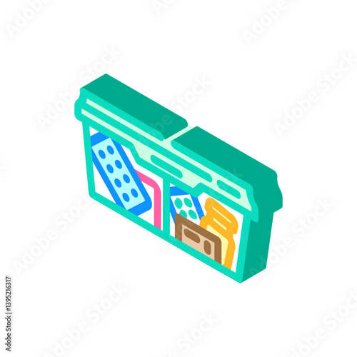 medication storage pharmacist isometric icon vector illustration