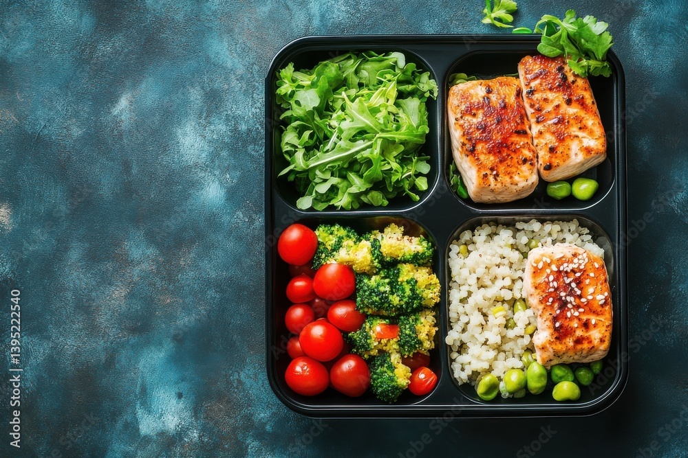 Balanced meal with portion control visuals, modern nutrition style Balanced meal with portion control visuals, modern nutrition style
