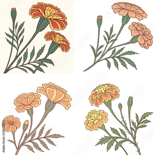  A fluffy marigold flower icon with multiple ruffled petals