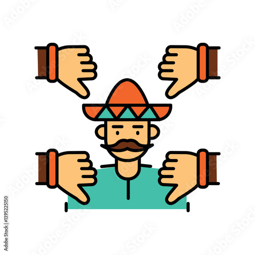 Racial Discrimination color line icon.