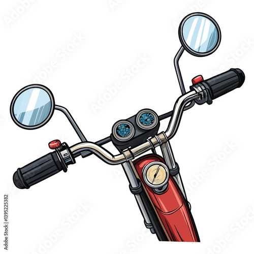 Create a bold, vector illustration of a motorcycle handlebar with thick, impactful strokes.  Focus on strong lines and shapes.