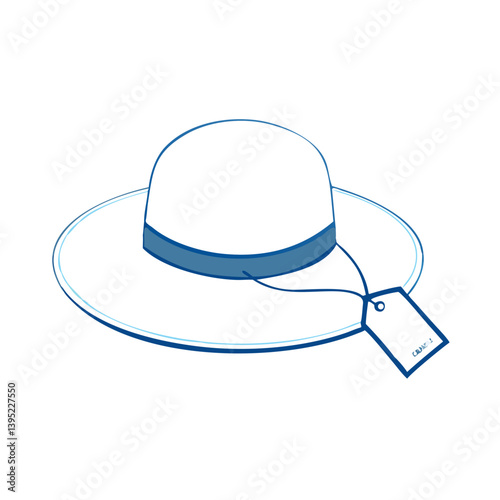 Iconic sun hat with label illustration on a white background  