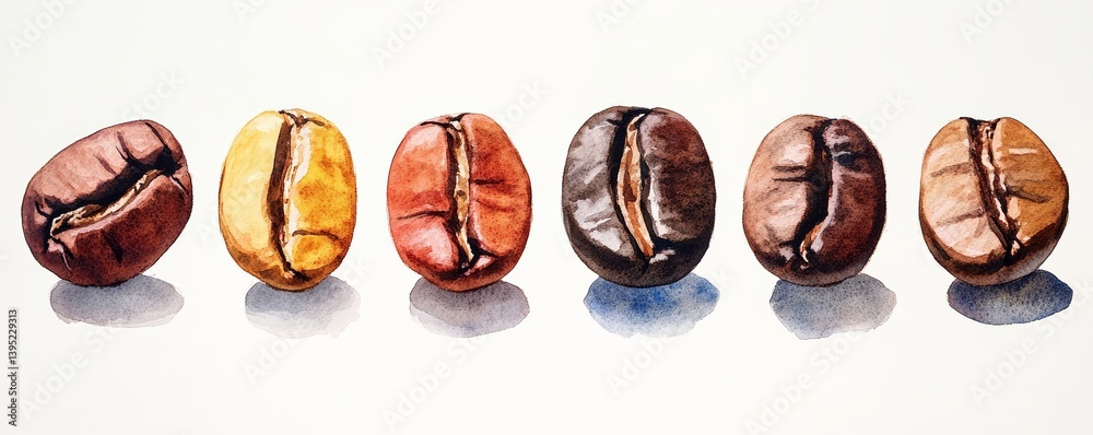 Fototapeta premium Quality of coffee impacted by global warming depicted with varied bean grades, coffee global warming climate quality, copy space