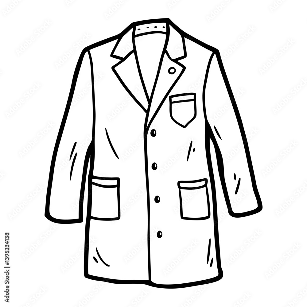 Hand Drawn Lab Coat Illustration Classic Medical Apparel Art Hand Drawn Lab Coat Illustration Classic Medical Apparel Art