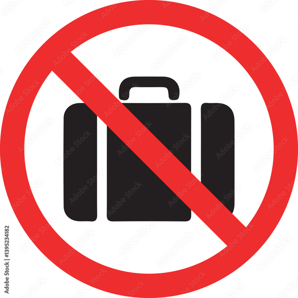 no bags allowed sign with red prohibition circle isolated on white background no bags allowed sign with red prohibition circle isolated on white background